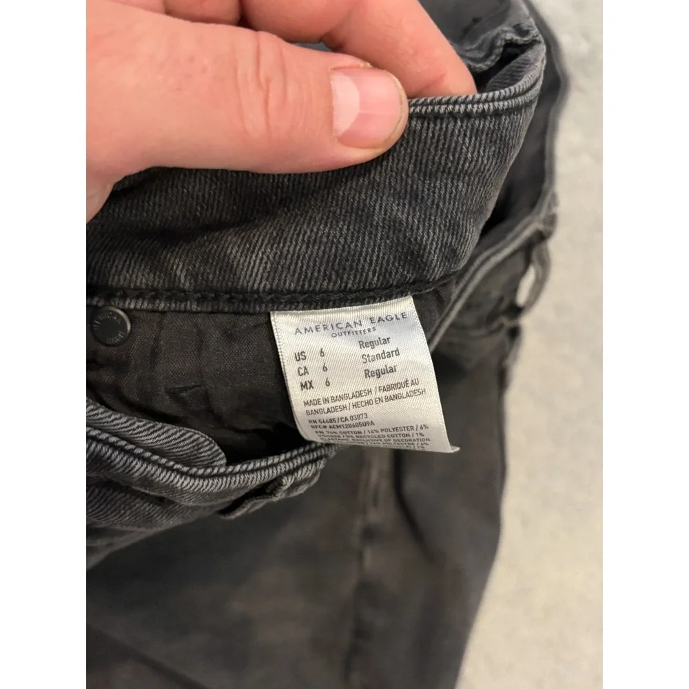 American Eagle Jeans Womens 6R Curvy Mom Jean Gray Washed Denim Casual Stretch